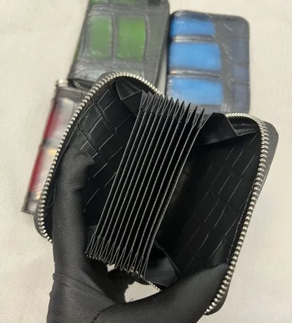 Crocodile Skin Leather Card Holder – Zipper Wallet Large Capacity