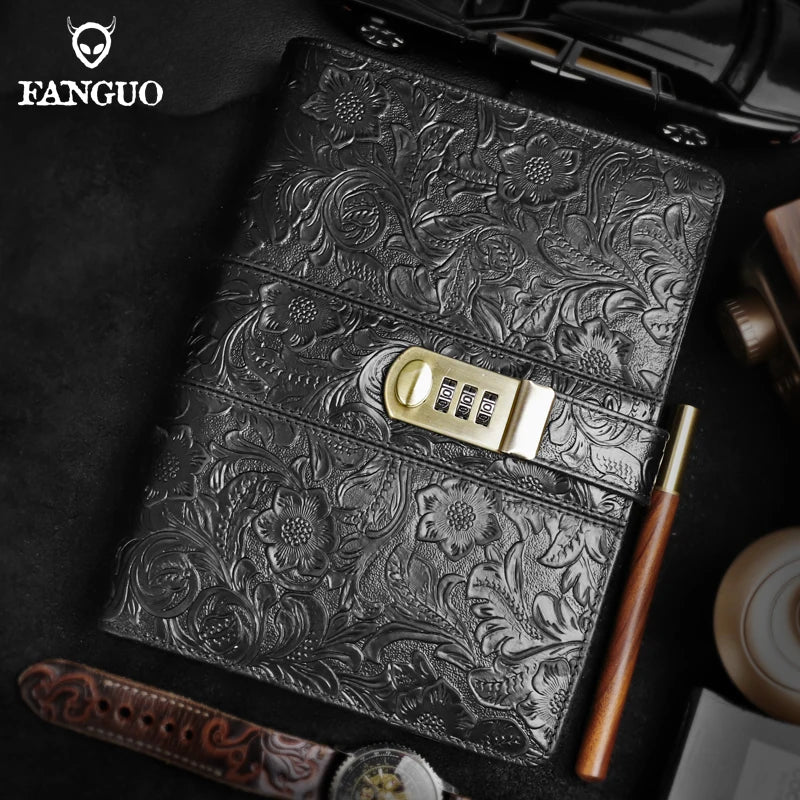 Locked Leather Journal A5 Notebook with Password Lock