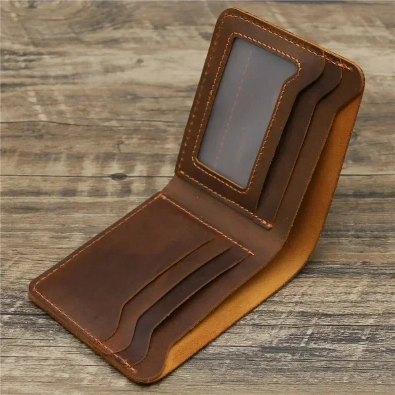 Men's Crazy Horse Genuine Leather Bifold Wallet