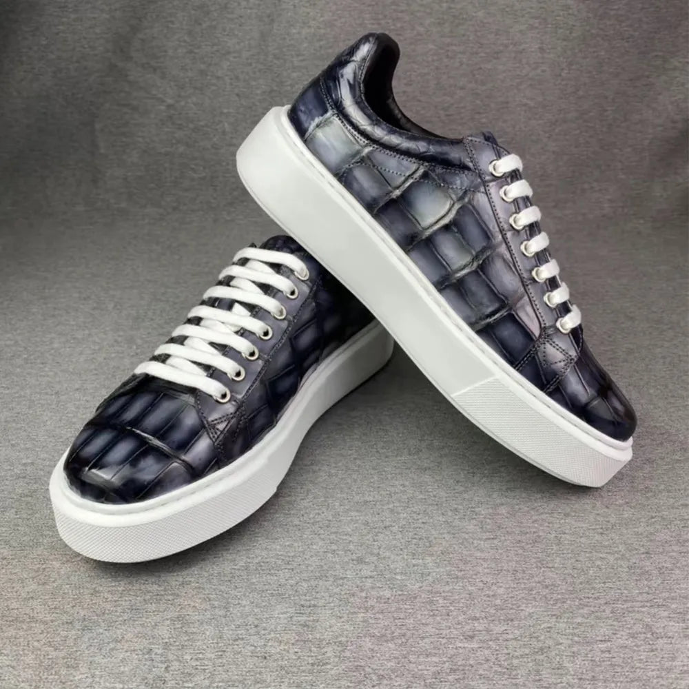 Crocodile Leather Men's Sneakers – Luxury Casual Shoes