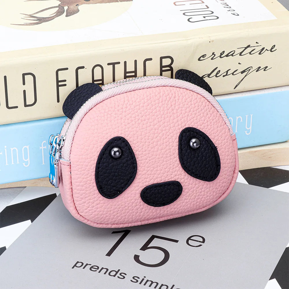 Panda Coin Purse – Genuine Cowhide Leather Double Zipper Wallet
