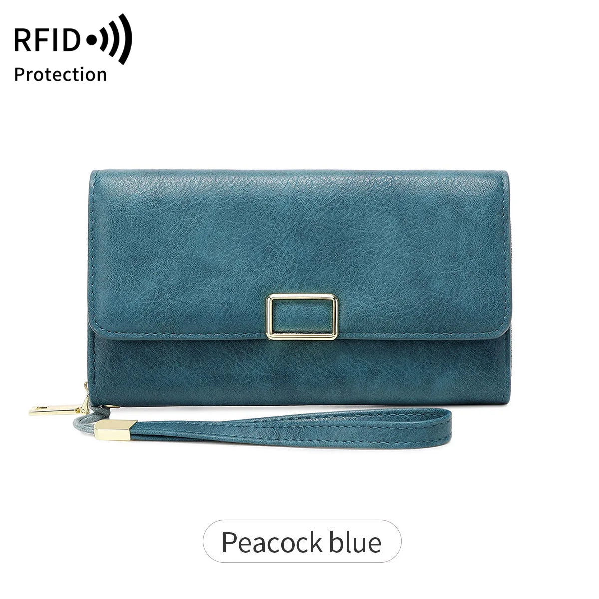 RFID Blocking Trifold Wallet for Women – Vintage Multifunction Long Cardholder