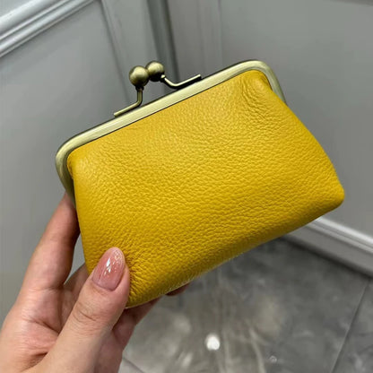 Genuine Leather Kiss Lock Coin Purse for Women