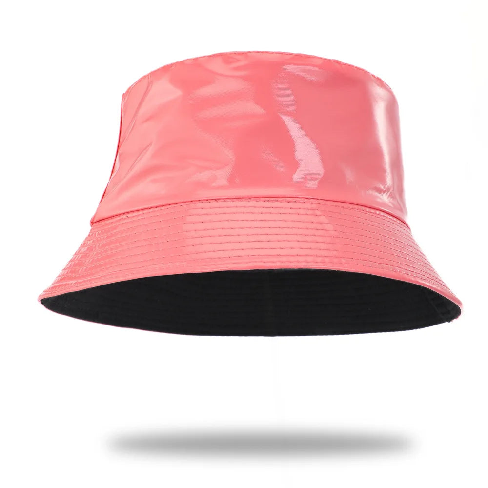 Reversible Faux Leather Bucket Hat for Women – Waterproof PU