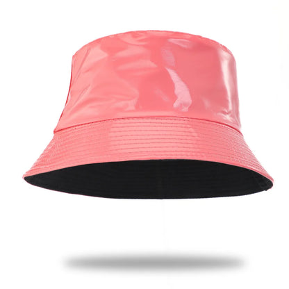 Reversible Faux Leather Bucket Hat for Women – Waterproof PU