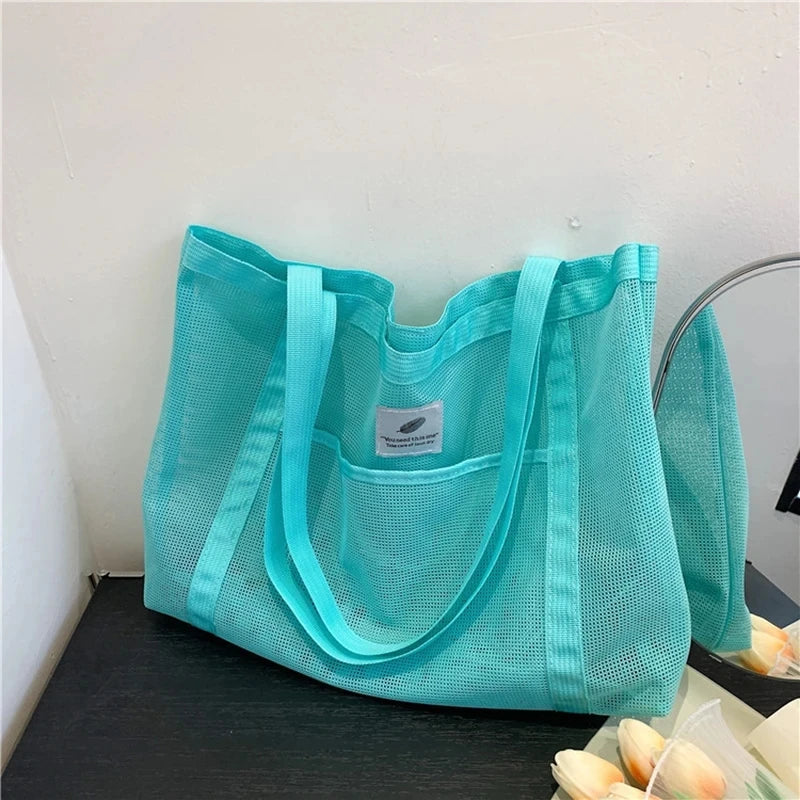 Mesh Tote Bag for Women – Large Beach & Shopping Shoulder Bag