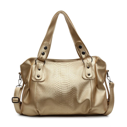 Large Capacity Leather Shoulder Bag for Women – Crocodile Pattern Tote
