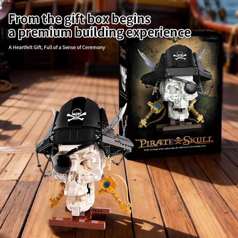 Pirate Skull MOC Building Block Set 1,100 Pcs Skeleton Display Model