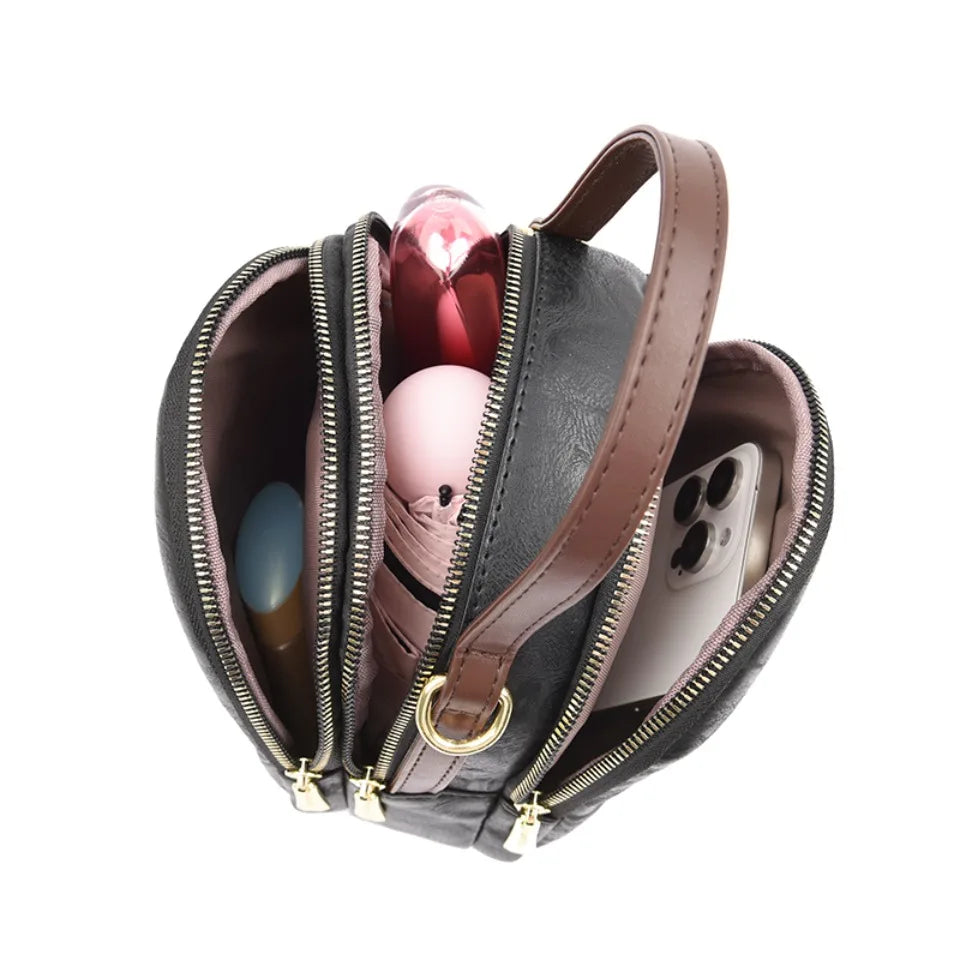 Lotus Embossed Leather Crossbody Bag – Mini Vintage Shoulder Bag