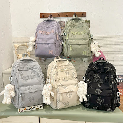 Butterfly Print Backpack – Large Capacity with Multiple Pockets
