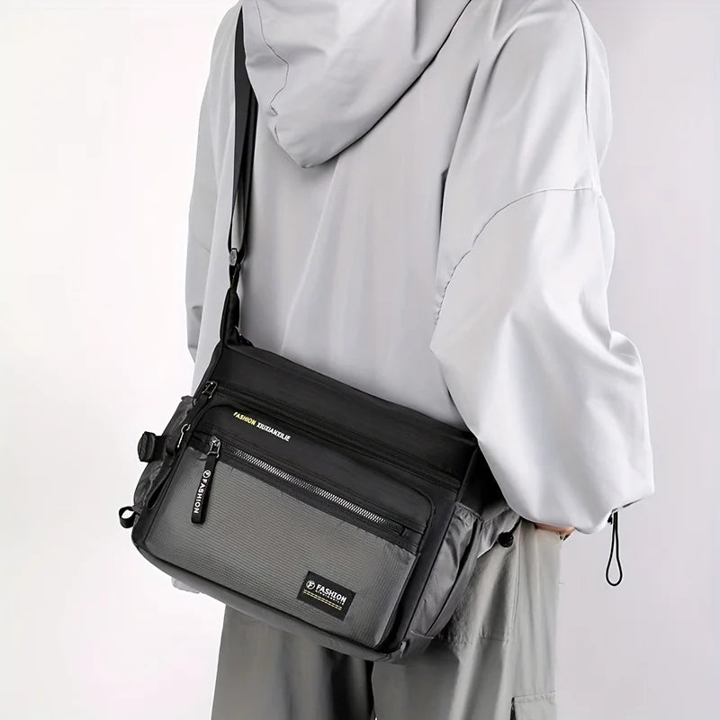 Waterproof Nylon Men's Crossbody Shoulder Bag – Multi-Pocket