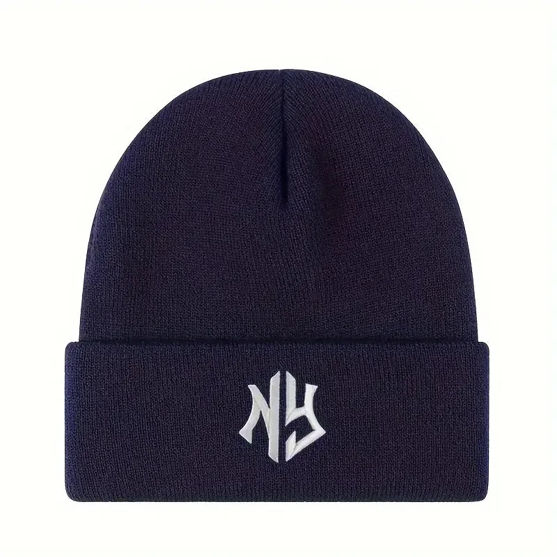 NY Embroidered Knit Beanie – Unisex Winter Hat