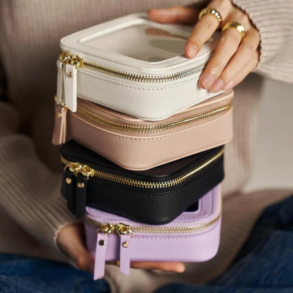 Mini Clear Makeup Bag – PU Saffiano Vegan Faux Leather