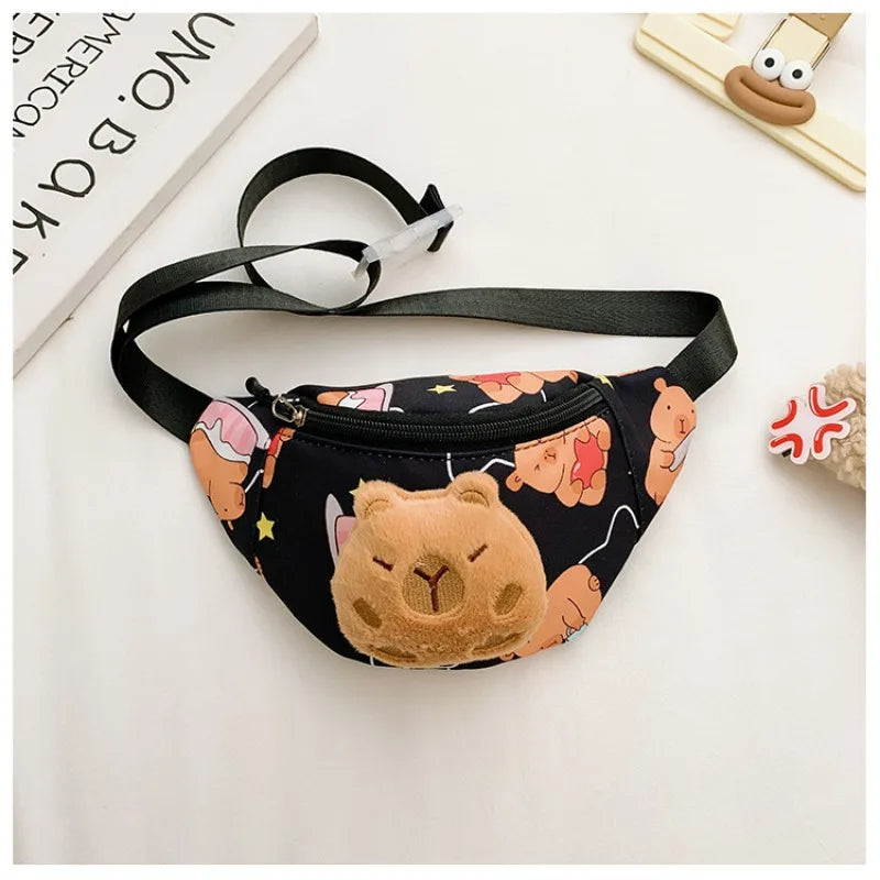 Cute Capybara Kids Fanny Pack – Plush Cartoon Waist Bag