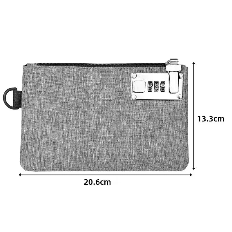 Lockable Money Bag with Combination Lock Zipper Pouch