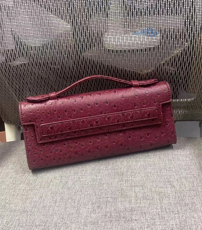 Ostrich Pattern Long Clutch Bag – PU Leather Party Handbag