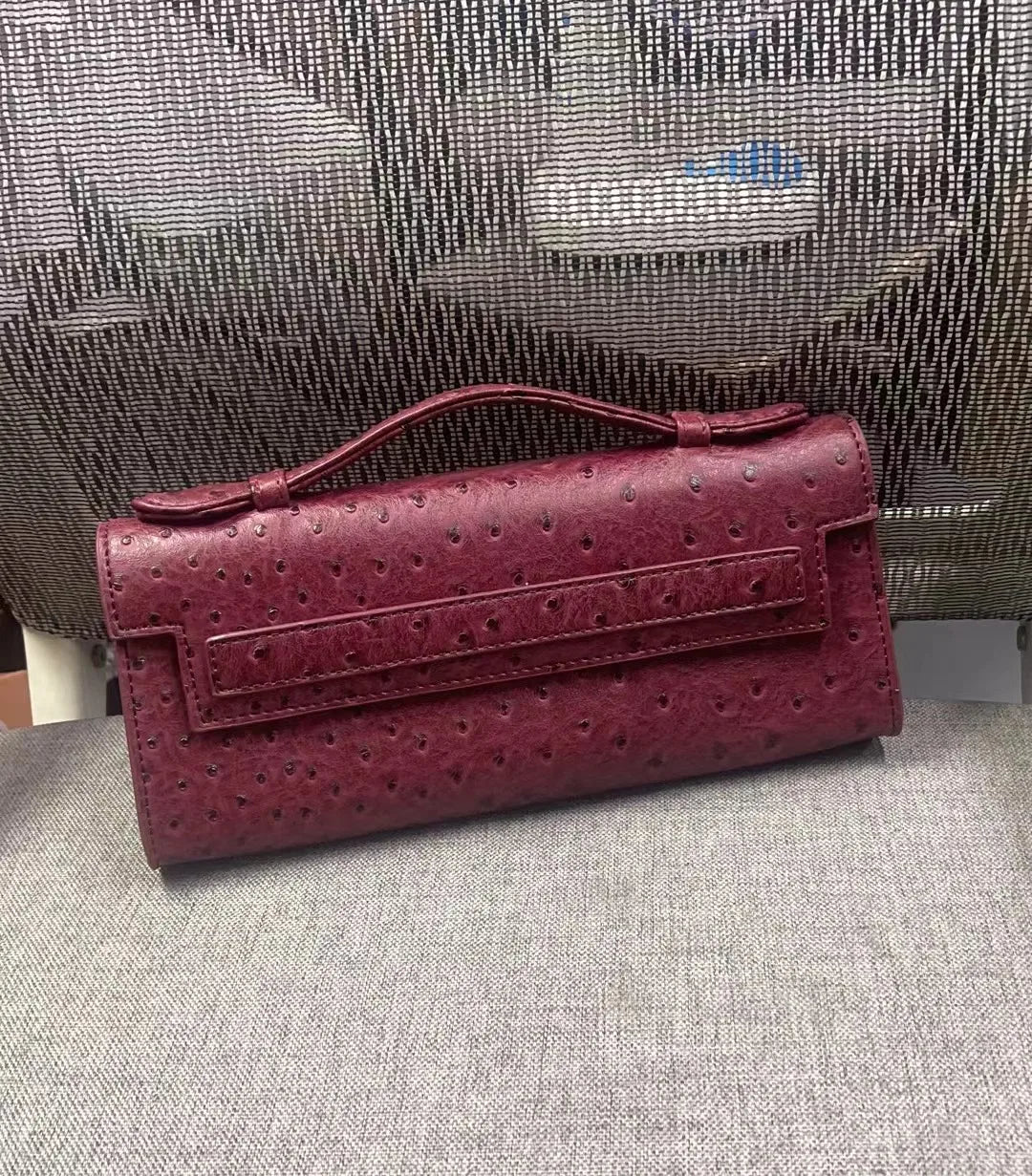 Ostrich Pattern Clutch Bag – Women's PU Leather Party Purse