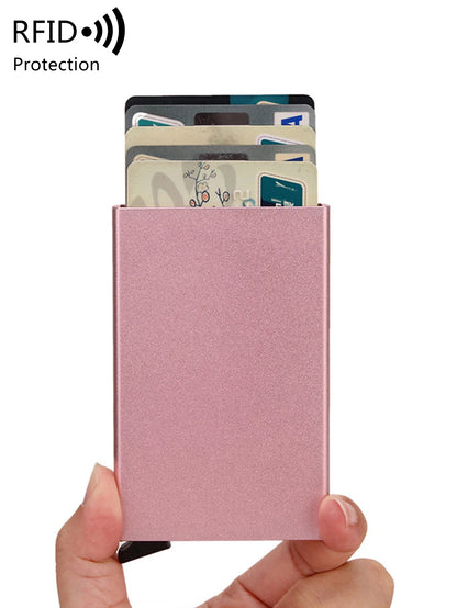 RFID Blocking Aluminum Card Holder with Auto Pop-Up