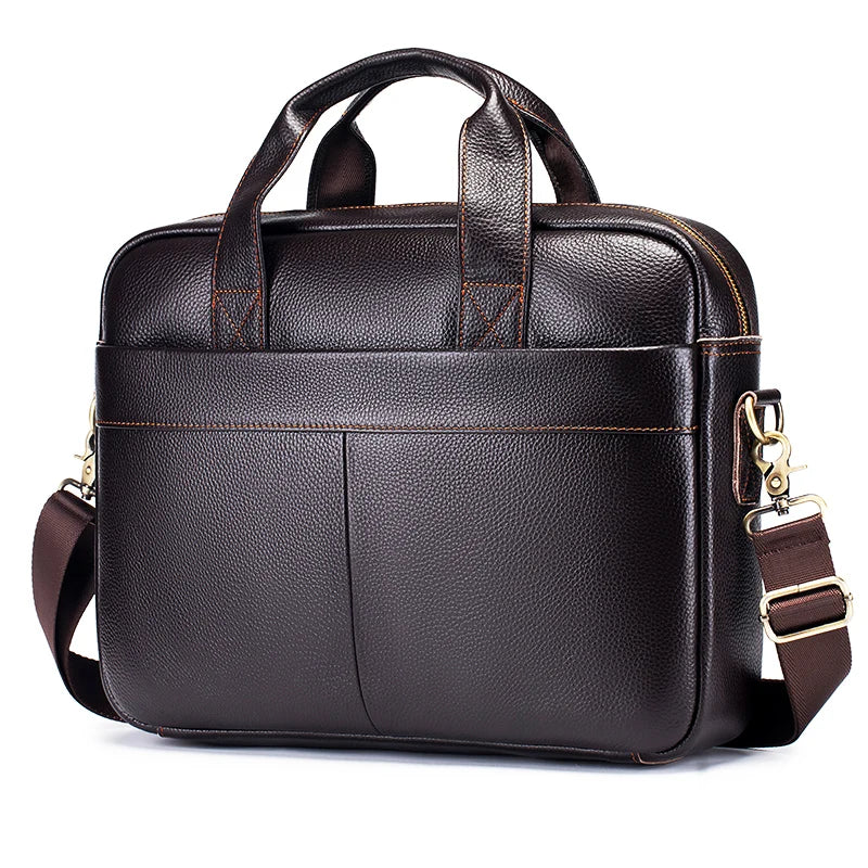 14-Inch Genuine Leather Men's Laptop Briefcase Bag