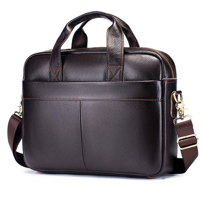 14-Inch Genuine Leather Men's Laptop Briefcase Bag