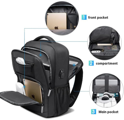 Waterproof Laptop Backpack 15.6" with USB Charging Port – Travel Bag