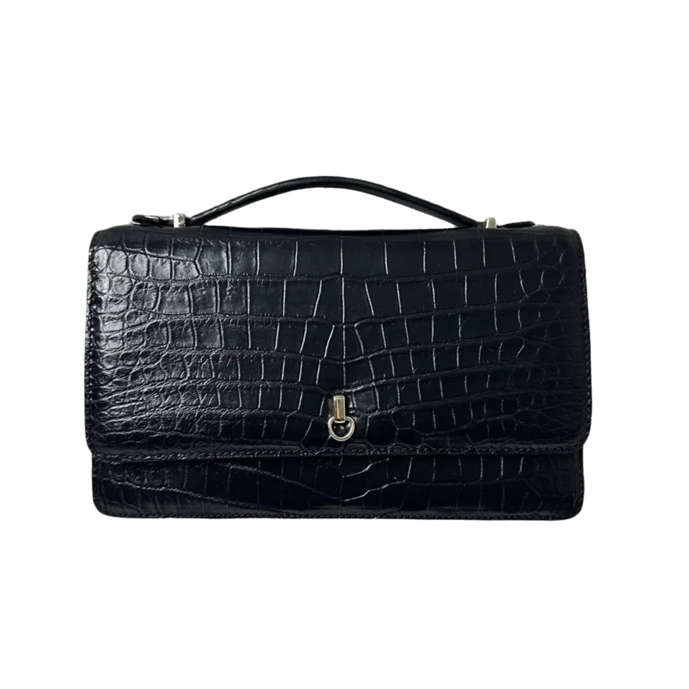 Crocodile Leather Flap Bag – Women's Matte Crossbody