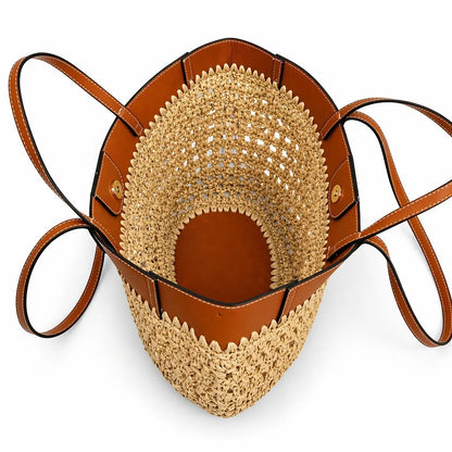 Straw Woven Tote Bag - Large Capacity Beach Shoulder Bag for Summer
