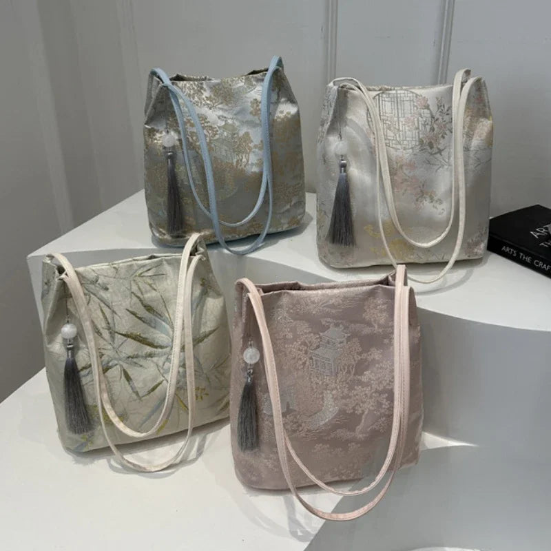 Chinese Style Temperament Elegant Advanced Retro Tote Bag Large Capacity All-Match Handbags Women S