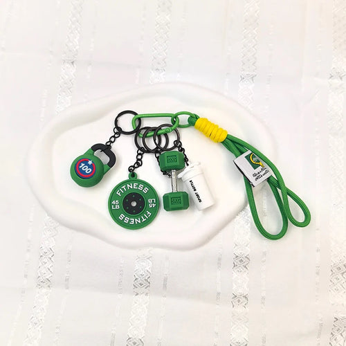 Fitness Keychain Set – Dumbbell, Kettlebell & Weight Plate Charms