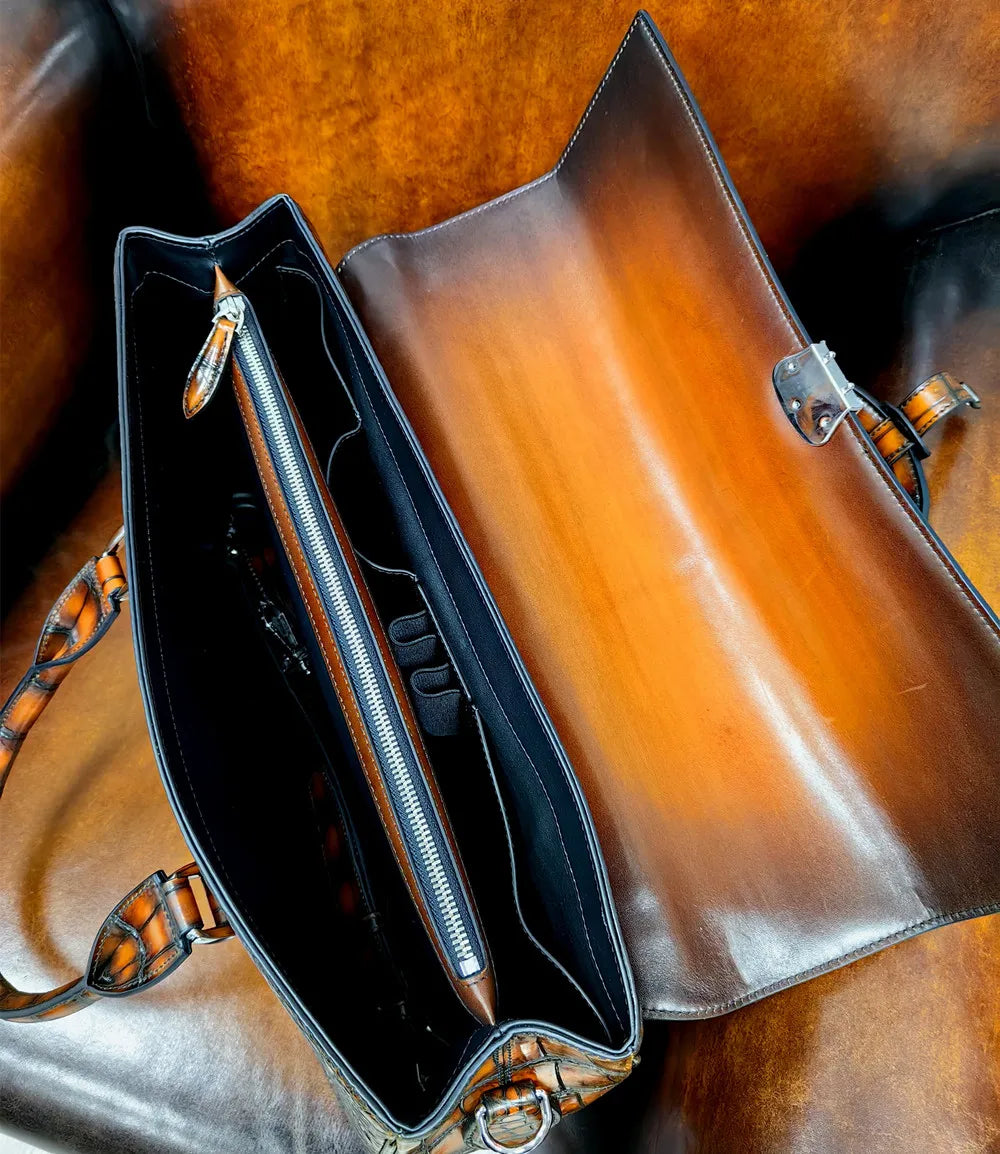 Crocodile Leather Men's Business Briefcase – Luxury Handbag