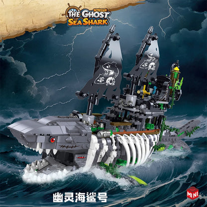 Pirate Shark Ship Building Blocks Set – 1151pcs Ghost Sea Monster MOC