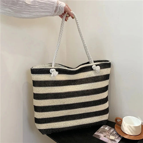 Large Straw Beach Tote Bag – Women's Summer Shoulder Bag