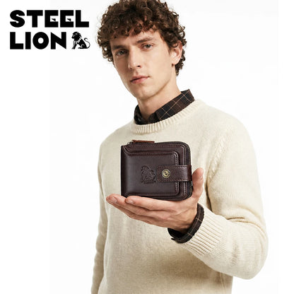 Leather Card Holder Wallet for Men, Zip-Around Cowhide Wallet