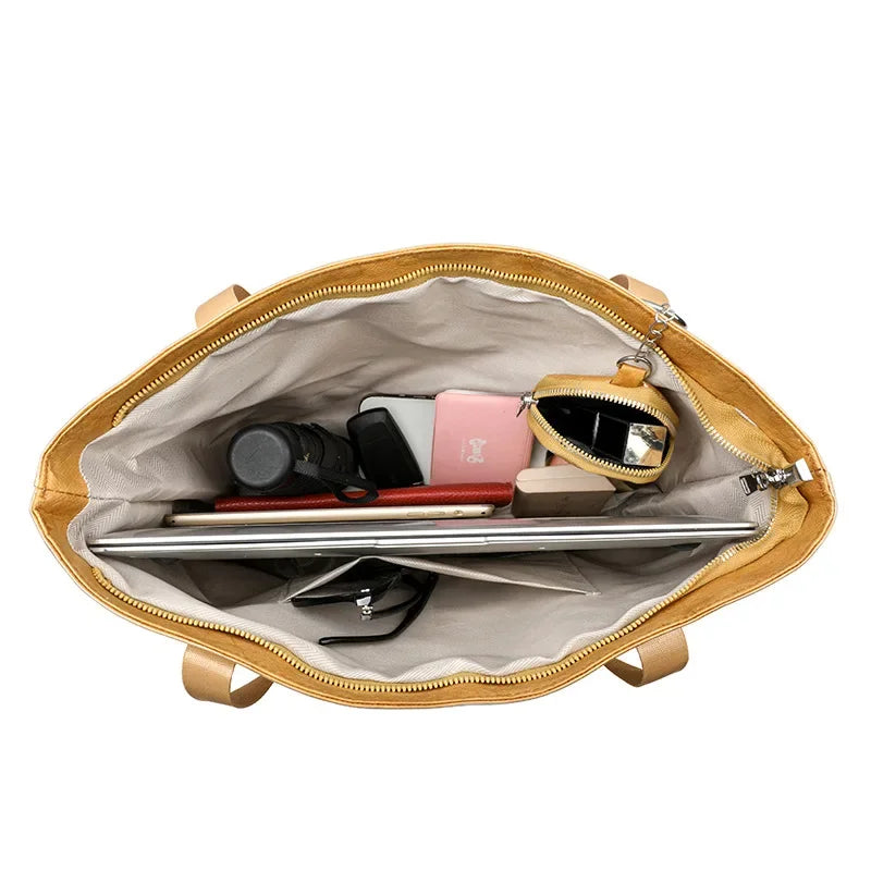 Large Capacity PVC Tote Bag with Mini Coin Purse – Women's Shoulder Bag