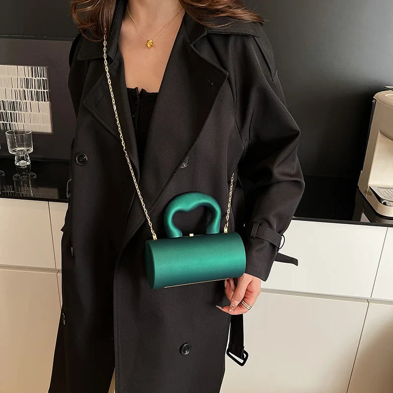Acrylic Cylinder Clutch Purse – Luxury Evening Bag with Chain Strap