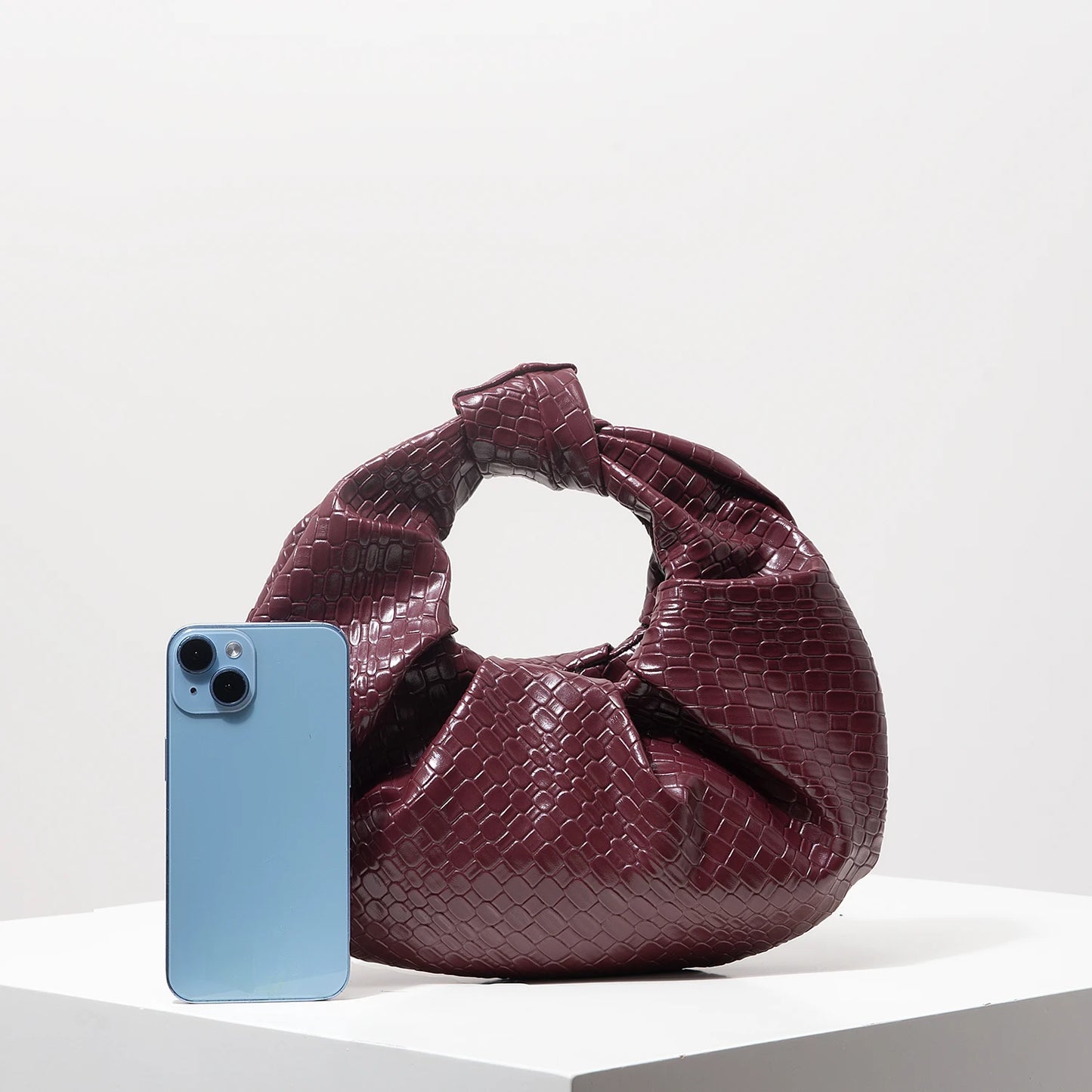 Woven Knot Crescent Bag – Vintage Faux Leather Hobo Clutch