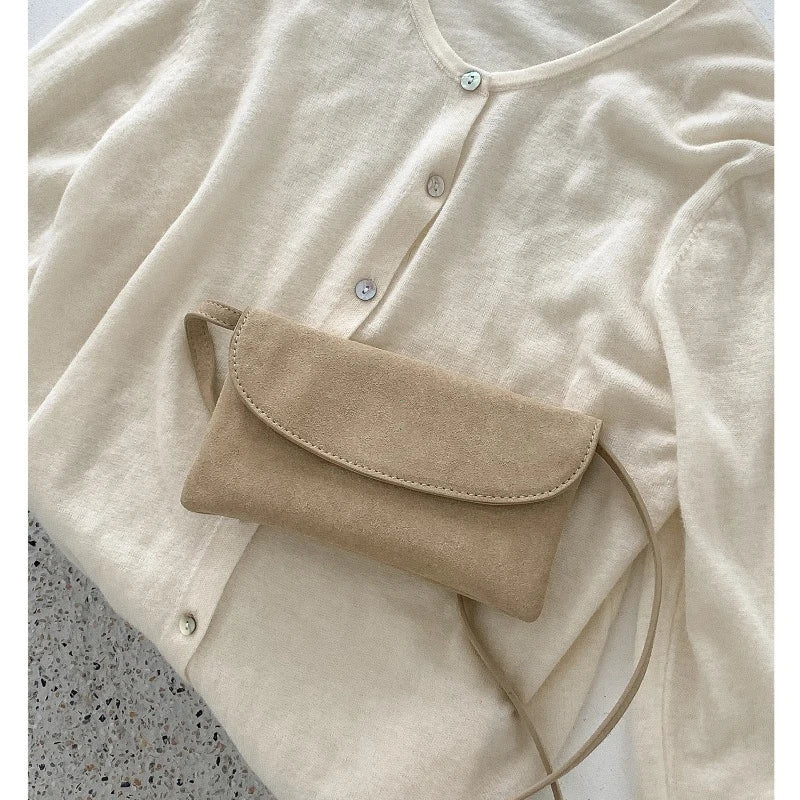Suede Crossbody Phone Bag for Women – Lightweight Mini Shoulder Bag with Key Holder