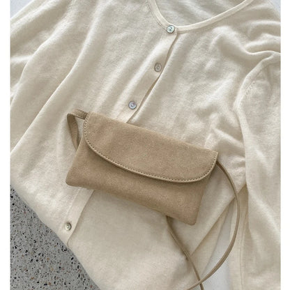 Suede Crossbody Phone Bag for Women – Lightweight Mini Shoulder Bag with Key Holder