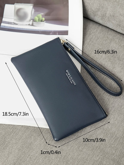 Long Zipper Clutch Wallet for Women – PU Leather Wristlet
