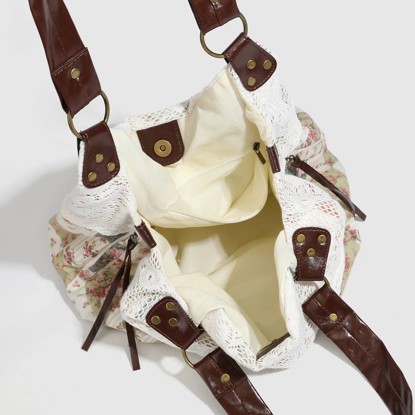 Fairycore Lace Patchwork Shoulder Bag – Mori Girl Boho Handbag
