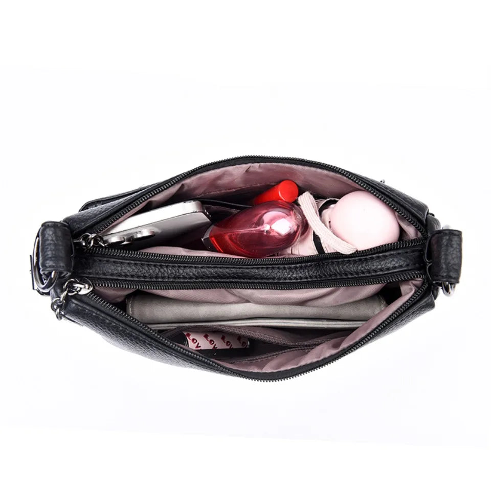 Women's PU Leather Tote Bag – 2-Layer Crossbody & Top-Handle Handbag