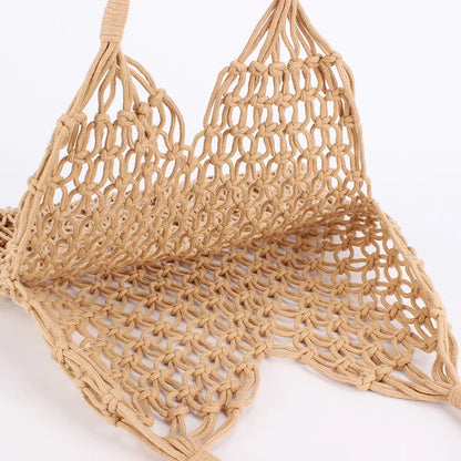 Crochet Beach Tote Bag – Boho Woven Handbag with Inner Pouch