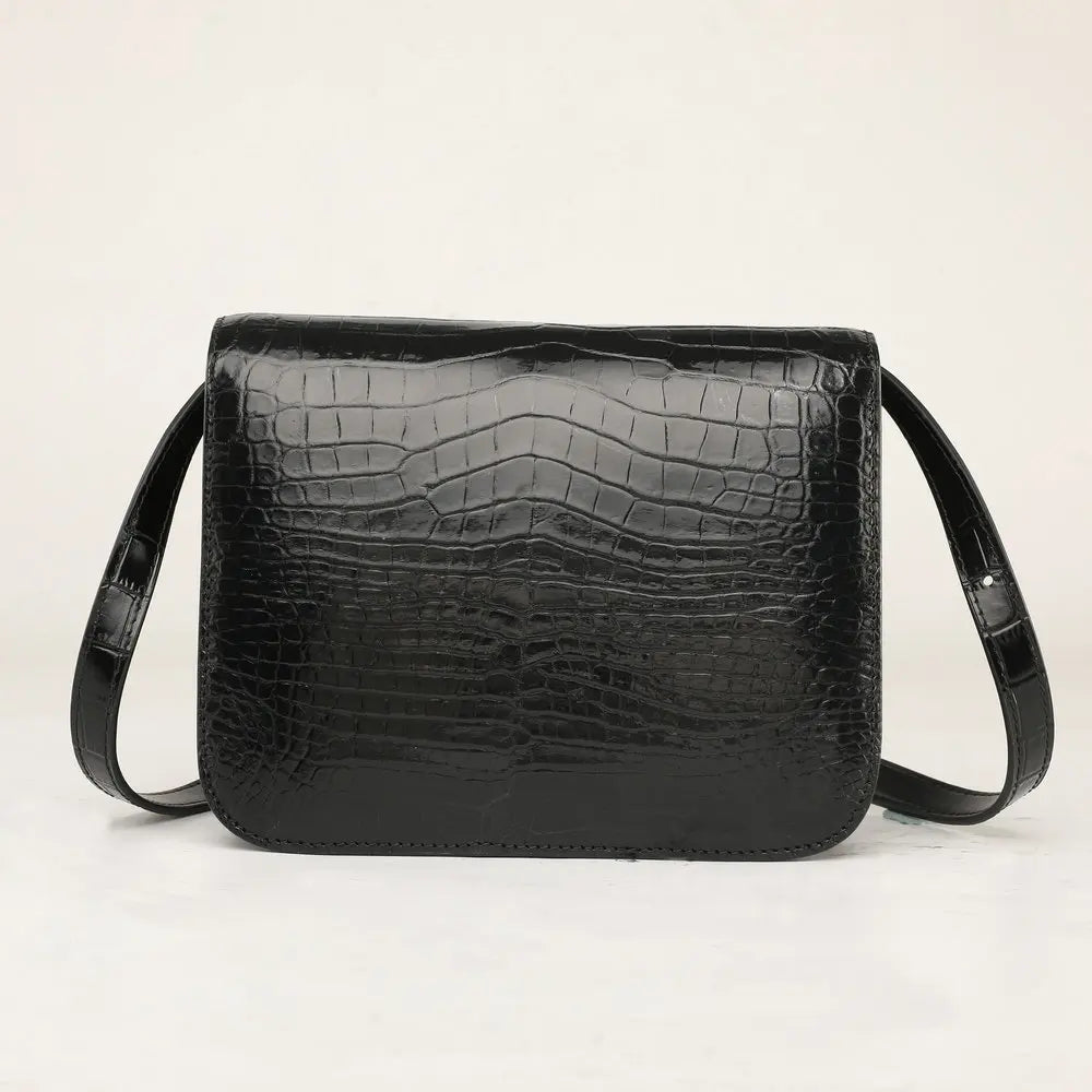 Crocodile Leather Crossbody Bag for Women – Square Shoulder Bag