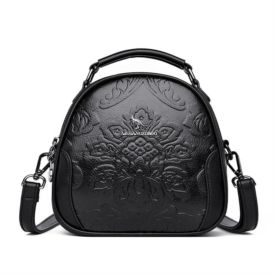 Floral Print Leather Crossbody Bag for Women