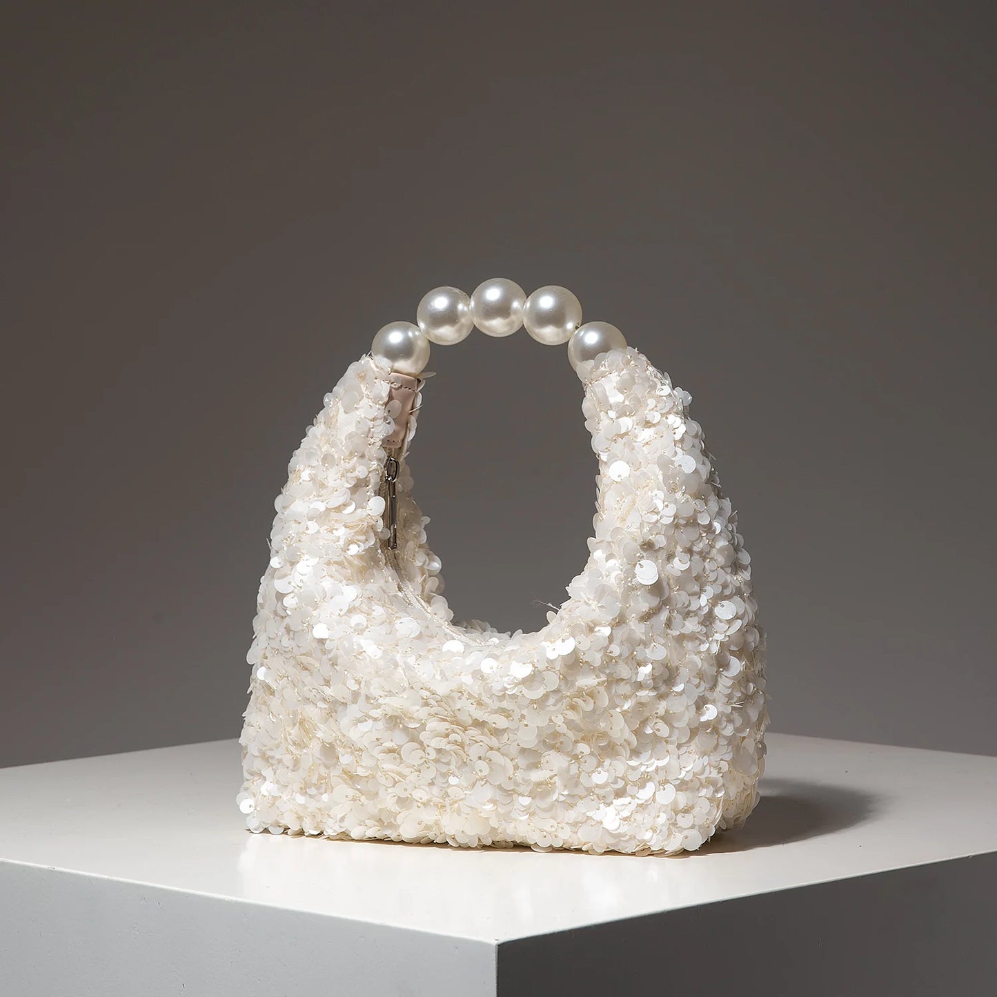 Sequin Pearl Handle Bag – Glitter Hobo Purse for Gala & Wedding