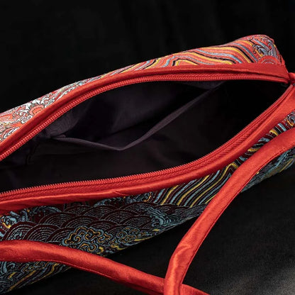 Silk Embroidered Shoulder Bag – Floral Satin Handbag