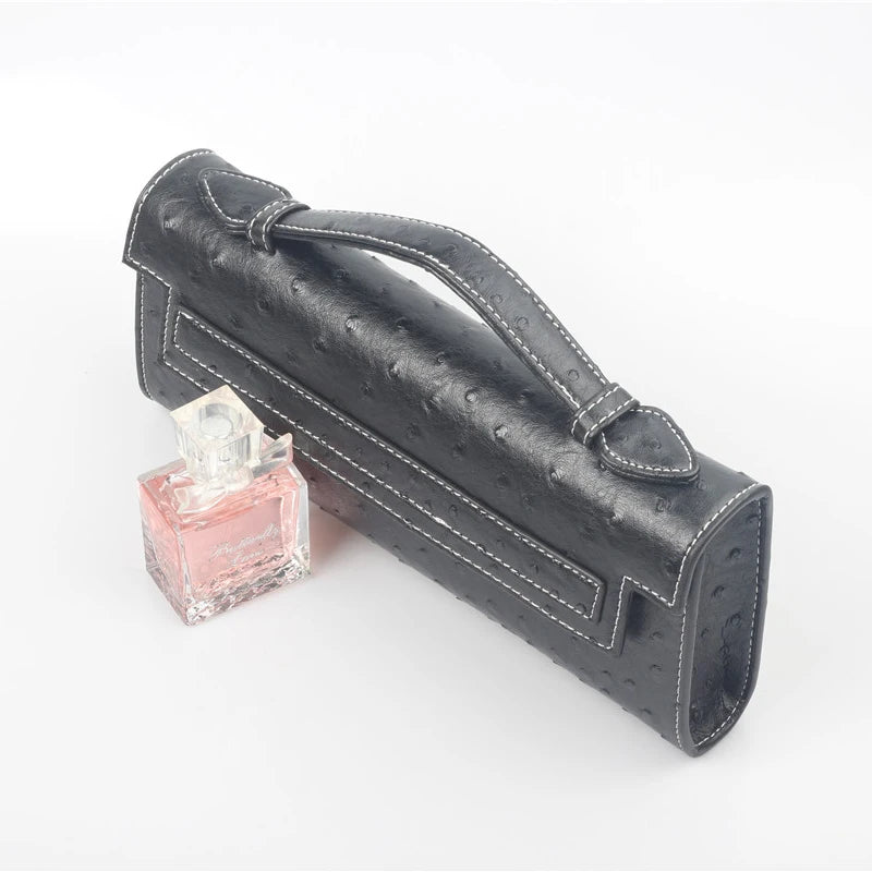 Ostrich Pattern Clutch Bag – Women's PU Leather Party Purse