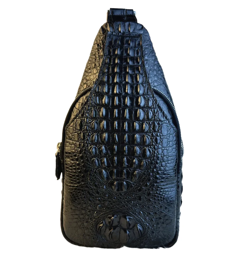 Crocodile Leather Men's Sling Chest Bag Crossbody