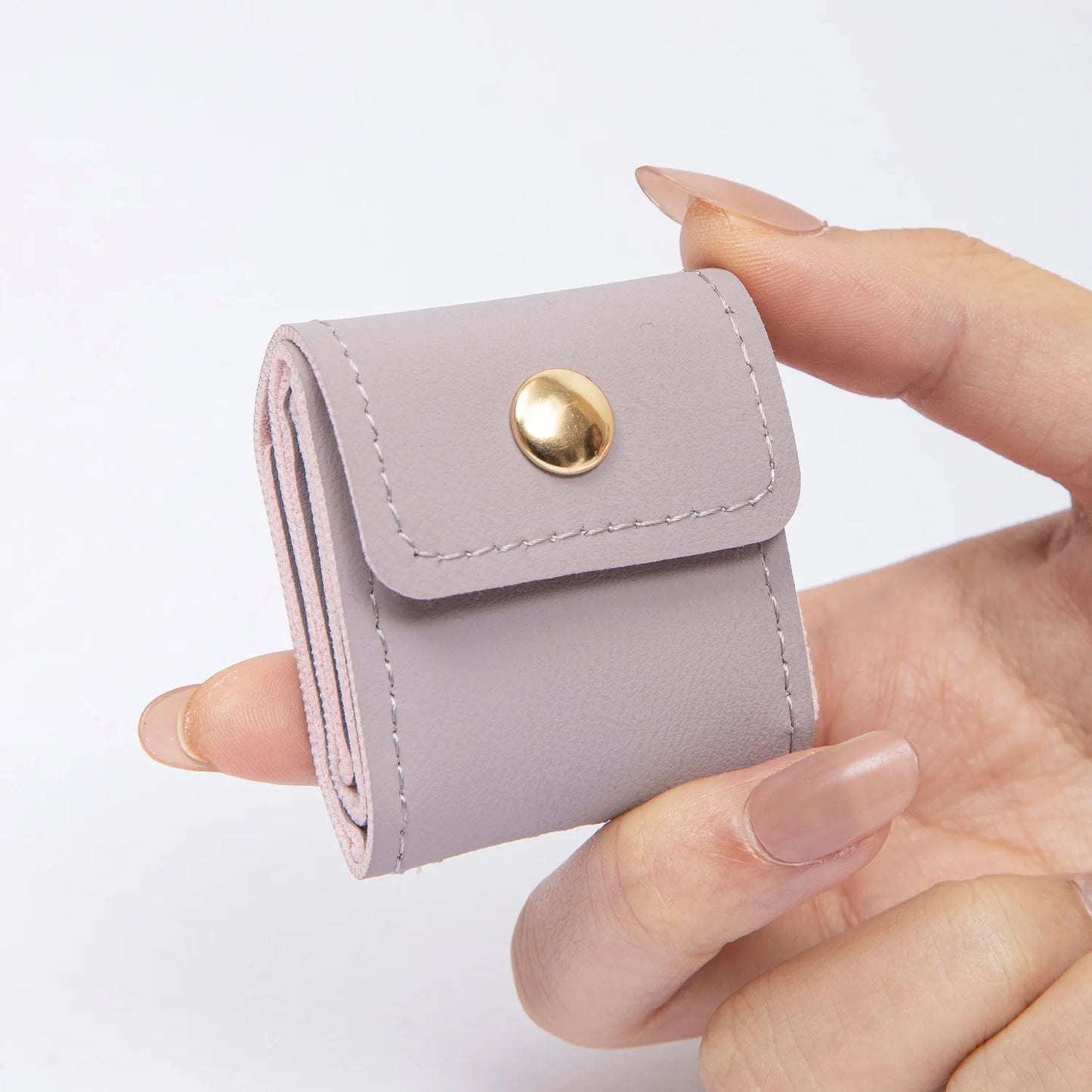 Jewelry Travel Pouch – Mini PU Leather Organizer with Snap Closure