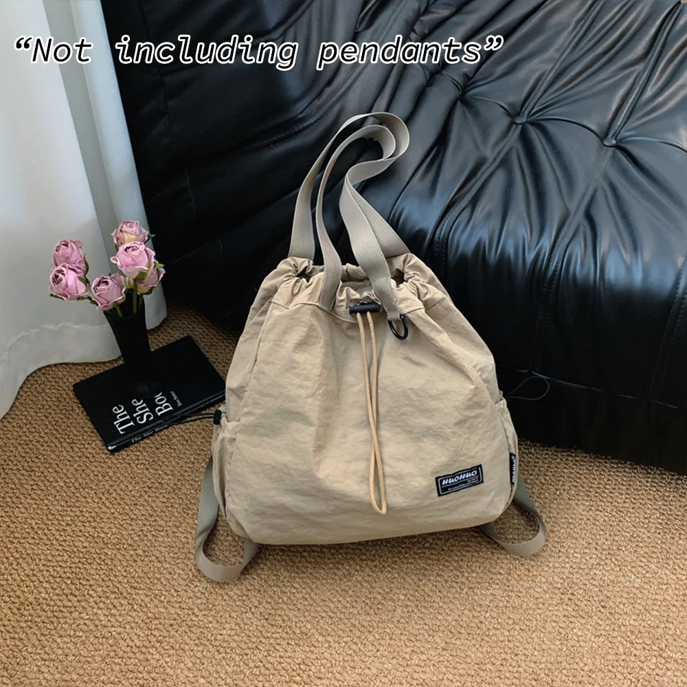 2-in-1 Drawstring Backpack & Crossbody Bag – Lightweight Casual